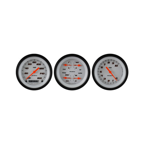 PartzBiz CM: VS03WBLF-Classic Instruments Velocity White Three Gauge Set