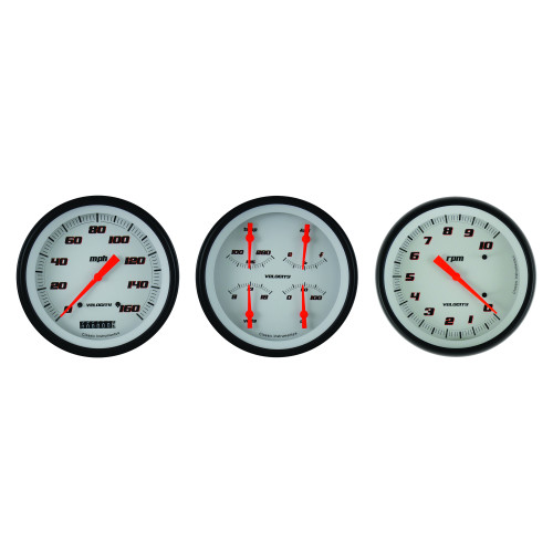 PartzBiz CM: VS53WBLF-Classic Instruments Velocity White Three Gauge Set