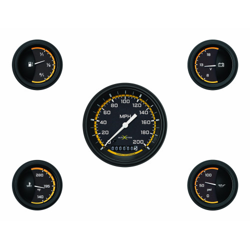 PartzBiz CM: AX00YBLF-Classic Instruments Auto Cross Yellow 6 Gauge Set
