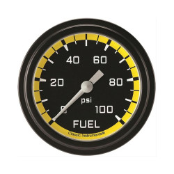 PartzBiz CM AX346YBLF - เกจวัดแรงดันน้ำมันเชื้อเพลิง Autocross Yellow 2 5/8