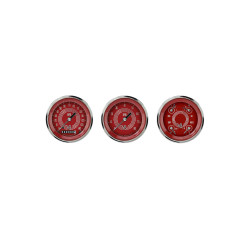 PartzBiz CM V8RS03SHC - Classic Instruments V8 Red Steelie Three Gauge Set PartzBiz CM V8RS03SHC - Classic Instruments V8 Red Steelie Three Gauge Set