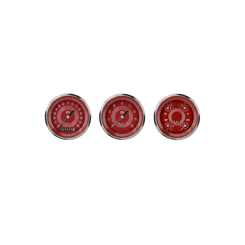 PartzBiz CM: V8RS03SHC-Classic Instruments V8 Red Steelie Three Gauge Set