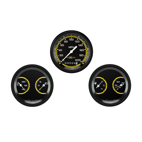 PartzBiz CM: AX04YBLF-AutoCross Yellow Three Gauge Set