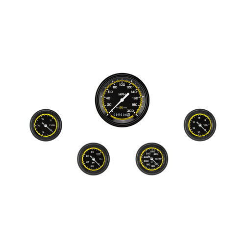 PartzBiz CM: AX100YBLF-AutoCross Yellow Five Gauge Set 100