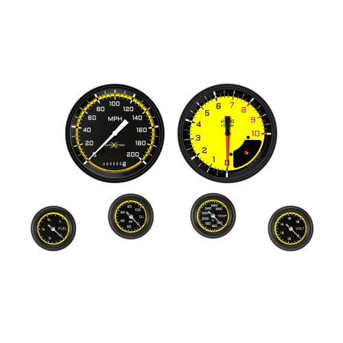 PartzBiz CM: AX151YBLF-AutoCross Yellow Six Gauge Set 151 PartzBiz CM: AX151YBLF-AutoCross Yellow Six Gauge Set 151