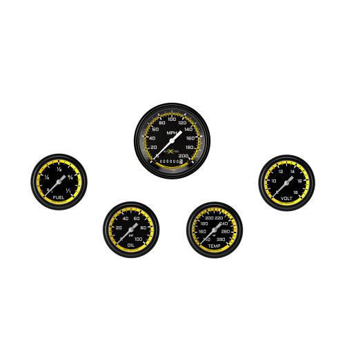 PartzBiz CM: AX200YBLF-AutoCross Yellow Five Gauge Set 200