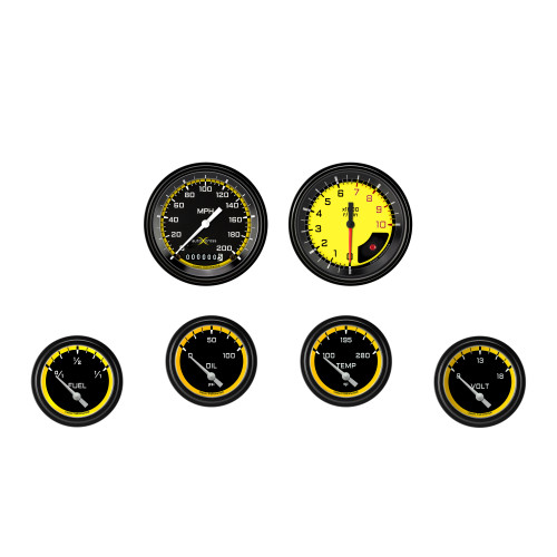 PartzBiz CM: AX201YBLF-AutoCross Yellow Six Gauge Set 201 PartzBiz CM: AX201YBLF-AutoCross Yellow Six Gauge Set 201