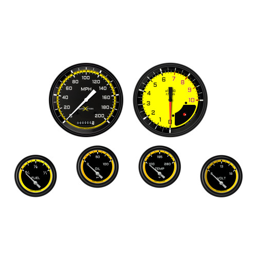 PartzBiz CM: AX251YBLF-AutoCross Yellow Six Gauge Set 251
