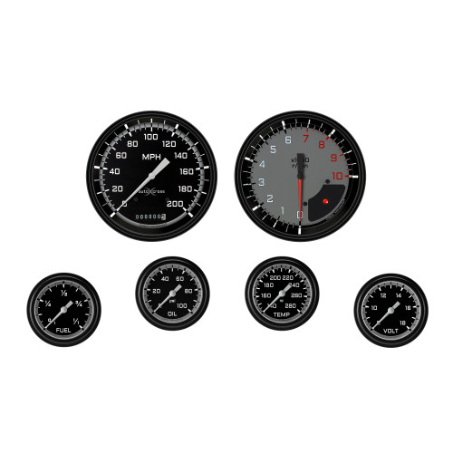 PartzBiz CM: AX351GBLF-AutoCross Gray Six Gauge Set 351