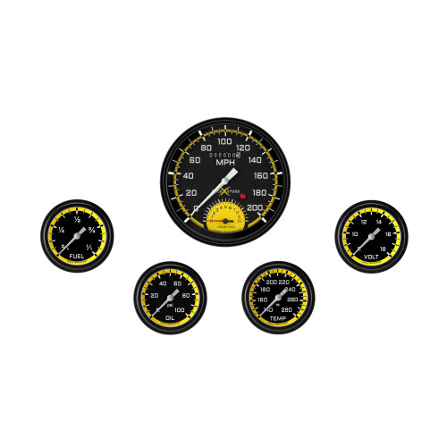 PartzBiz CM: AX365YBLF-AutoCross Yellow Five Gauge Set 365 PartzBiz CM: AX365YBLF-AutoCross Yellow Five Gauge Set 365