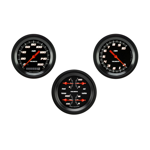 PartzBiz CM: VS03BBLF-Velocity Black Series Three Gauge Set