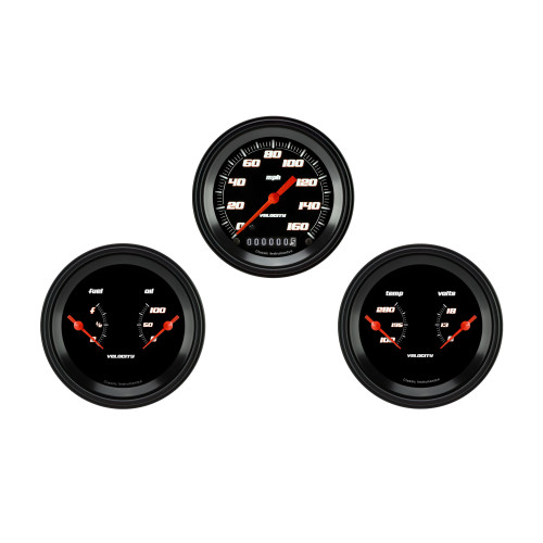 PartzBiz CM: VS04BBLF-Velocity Black Series Three Gauge Set