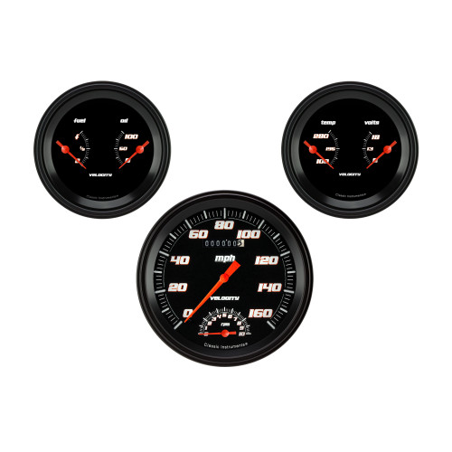 PartzBiz CM: VS61BBLF-Velocity Black Series Three Gauge Set