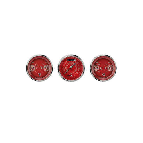 PartzBiz CM: V8RS34SHC-Classic Instruments V8 Red Steelie Three Gauge Set