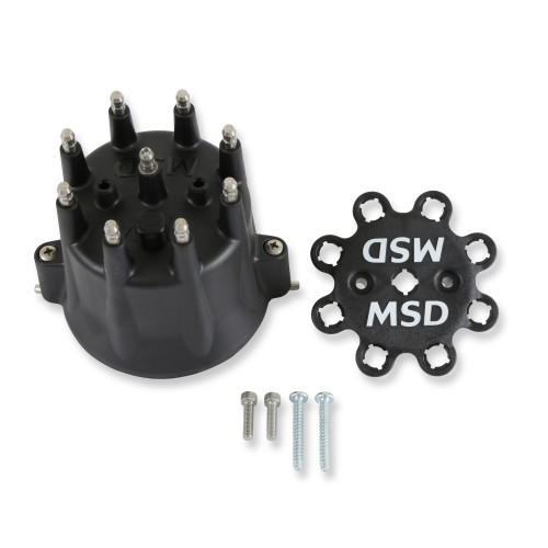 PartzBiz CM: 84333-MSD Distributor Cap - V8 - เทอร์มินัล HEI - สีดำ - ตัวยึดสายหัวเทียน