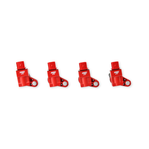 PartzBiz CM: 82384-คอยล์จุดระเบิด MSD - ซีรีส์ Blaster - เครื่องยนต์ GM 4 สูบ - สีแดง - 4 แพ็ค