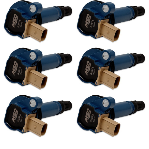 PartzBiz CM: 825765-MSD Ignition Coil - Ford EcoBoost - 3.5L V6 - 3-Pin Connector - Blue - 6-Pack