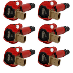 PartzBiz CM 82576 - MSD Ignition Coil - Ford EcoBoost - 3.5L V6 - 3-Pin Connector - Red - 6-Pack