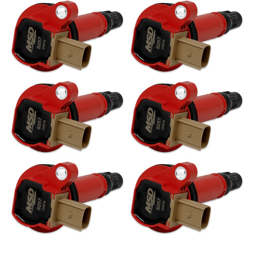 PartzBiz CM: 82576-MSD Ignition Coil - Ford EcoBoost - 3.5L V6 - 3-Pin Connector - Red - 6-Pack