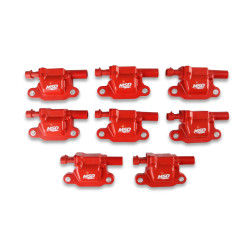 PartzBiz CM 82658 - MSD คอยล์จุดระเบิด - GM LS Blaster Series - เครื่องยนต์ LS2/LS3/LS4/LS7/LS9 - สีแดง - 8-Pack