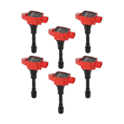PartzBiz CM: 827916-MSD Ignition Coil - Blaster Series - Fits Nissan/Infiniti 3.5L - Red - 6-Pack