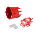 PartzBiz CM: 8433-MSD Distributor Cap - V8 - เทอร์มินัล HEI - สีแดง - รีเทนเนอร์สายหัวเทียน