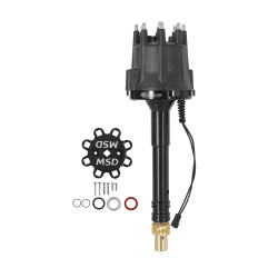 PartzBiz CM 85505 - MSD Black Chevy V8 Pro-Billet Distributor พร้อมระบบจับเวลาแบบล็อคเอาท์และเกียร์สีบรอนซ์