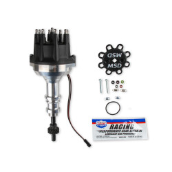 PartzBiz CM 857951 - MSD Distributor Ford 289-302, Pro Billet, Small Black Cap, Steel Gear