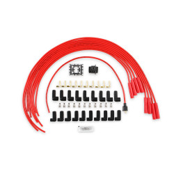 PartzBiz CM 5040R - Spark Plug Wire Set - 8mm - Universal - Red Wire with Red Straight Boots