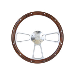 PartzBiz CM STRF8PW160-69 - Brothers Trucks Custom Steering Wheels - Polished / Wood - Bowtie PartzBiz CM STRF8PW160-69 - Brothers Trucks Custom Steering Wheels - Polished / Wood - Bowtie