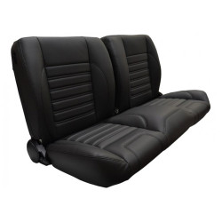 PartzBiz CM QSBNH87RED - Brothers Trucks Split-Bench Seat - Sport - Black with Red Stitching