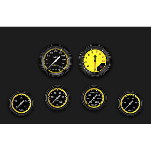 PartzBiz CM: AX301YBLF-AutoCross Yellow Six Gauge Set 301 PartzBiz CM: AX301YBLF-AutoCross Yellow Six Gauge Set 301