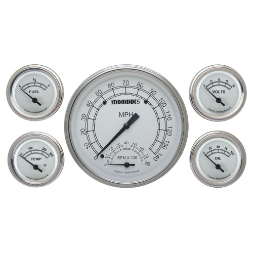 PartzBiz CM: CW65SLF-Classic Instruments Classic White 5 Gauge Set PartzBiz CM: CW65SLF-Classic Instruments Classic White 5 Gauge Set