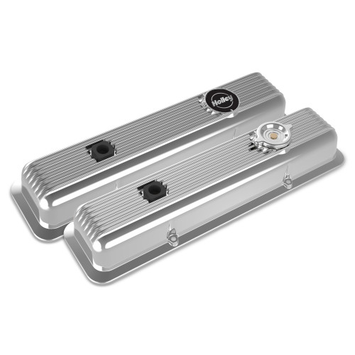 PartzBiz CM: 241-137-Holley Valve Covers - Muscle Series - Finned - SBC - Polished PartzBiz CM: 241-137-Holley Valve Covers - Muscle Series - Finned - SBC - Polished