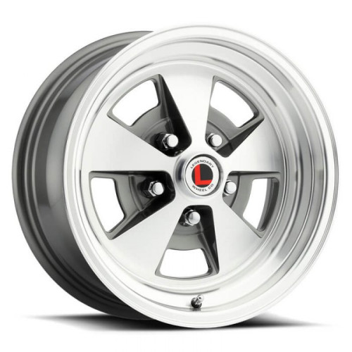 PartzBiz CM: LW67-50754B-Legendary Wheels Flat 5 - 15 x 7 in. - 5 x 4.5 - 4.25 BS - Charcoal/Machined