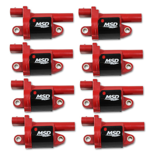 PartzBiz CM: 82688-MSD Ignition Coil - GM Gen V Blaster Series - Gen V Direct Injected Engine - Red - 8-Pack - Round