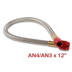 PartzBiz CM 15341NOS - 
NOS Stainless Steel Braided Hose -4AN to -3AN 1-foot Red

