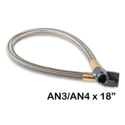PartzBiz CM 15345BNOS - 
NOS Stainless Steel Braided Hose w/Black Fittings -4AN to -3AN, 18-Inch Length

