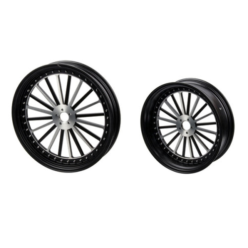 PartzBiz HD: 190336986-Hoprousa Motorcycle 3D Forged Custom Front Rear Spoke Wheel Matte Black For Harley Davidson 2018-2024 Street Bob & Softail Standard - 16x5.5