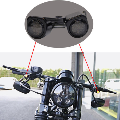 PartzBiz HD: 190378921-Hoprousa Motorcycle Mini Front LED Turn Flowing Amber Signal Lights Blinkers Indicators 12V for Harley Davidson Sportster Softail(Pack of 2) - For Sportster
