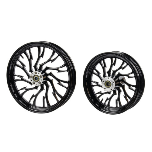 PartzBiz HD: WHL-FB23-BLK-3D Forged Hollow-out Bole Wheels for Harley Softail 2018+ Models - 23x3.75inch Front Wheel For 2018+ Fatboy PartzBiz HD: WHL-FB23-BLK-3D Forged Hollow-out Bole Wheels for Harley Softail 2018+ Models - 23x3.75inch Front Wheel For 2018+ Fatboy