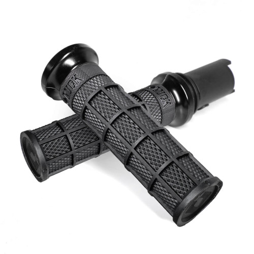 PartzBiz HD: V31HTC-BB-S-H-D 2023+ CVO: V-TWIN LOCK-ON™ HART-LUCK SIGNATURE FULL-WAFFLE GRIP SET (Black / Silver)