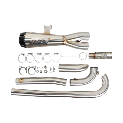 PartzBiz HD: 3486211-Two Brothers 2-1 Exhaust Brushed Steel CF End Cap Heatshields Harley Sportster S