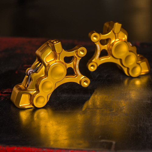 PartzBiz HD: 3486766-Arlen Ness 6 Piston Bore Caliper Gold Front Left 14” Harley Big Twin XL 06-21