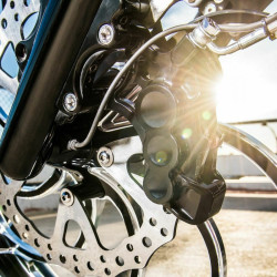 PartzBiz HD 02-211 - Arlen Ness 6 Piston Bore Caliper Black Front Left 14” Harley Big Twin XL 06-21