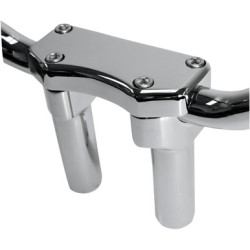 PartzBiz HD 0602-0588 - Drag Chrome 4” Straight Risers 1” Handlebar Top Clamp Kit Harley Softail Dyna XL