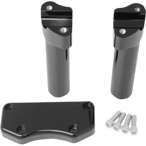 PartzBiz HD: 3472957-Gloss Black 4” Straight Risers 1” Handlebar Top Clamp Kit Harley Softail Dyna XL
