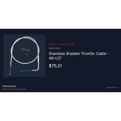 PartzBiz HD: 3473774-Braided Stainless Throttle Cable 48 1/2” 90 Degree 5” Harley 96-17 Big Twin Cam PartzBiz HD: 3473774-Braided Stainless Throttle Cable 48 1/2” 90 Degree 5” Harley 96-17 Big Twin Cam