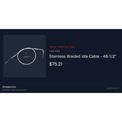 PartzBiz HD: 3473918-Braided Stainless Idle Cable 48 1/2” 90 Degree 4 3/4” Harley 96-17 Big Twin Cam