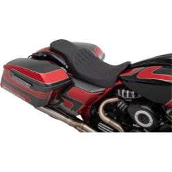 PartzBiz HD 0801-0367 - Drag Predator Leather Low Profile Smooth Two Up Seat 97-07 Harley Touring Bagger
